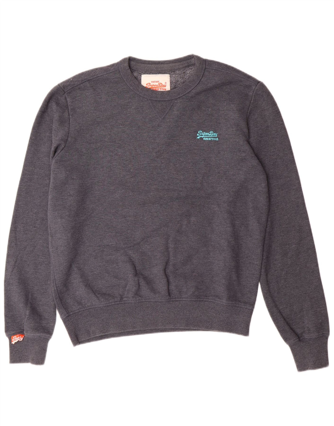 Superdry Hombre Sudadera Jumper Grande Gris Algodón Retro