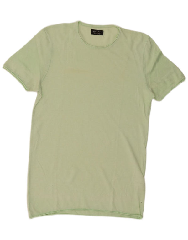 Zara Hombre Camiseta Top Algodón Verde Medio