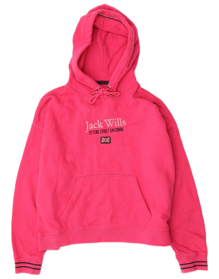 JACK WILLS Jersey con capucha y gráfico de corte extragrande para mujer UK 40 Medium Pink
