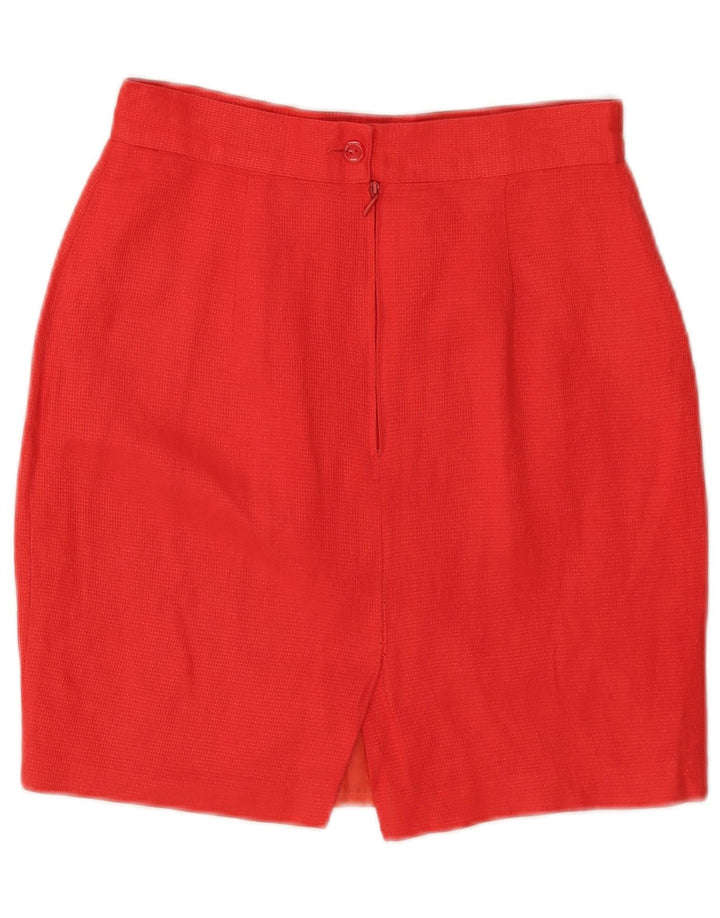 Minifalda De Tubo Benetton IT 42 Medium W26 Lino A Cuadros Rojos