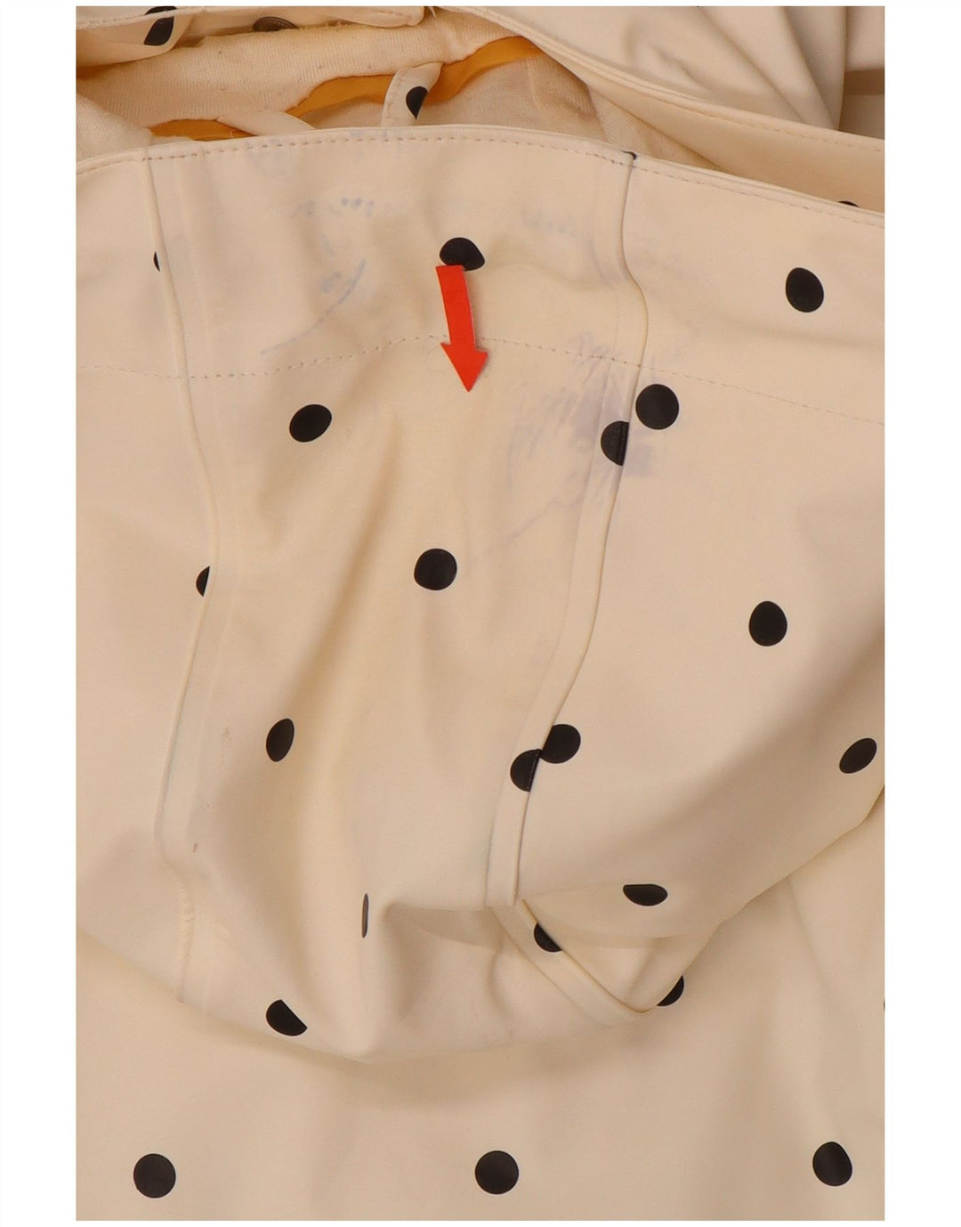 JOULES Chubasquero con capucha para mujer UK 12 Medium Off White Lunares Poliéster