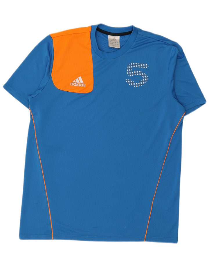 ADIDAS Camiseta gráfica para hombre Top grande Azul Colorblock Poliéster