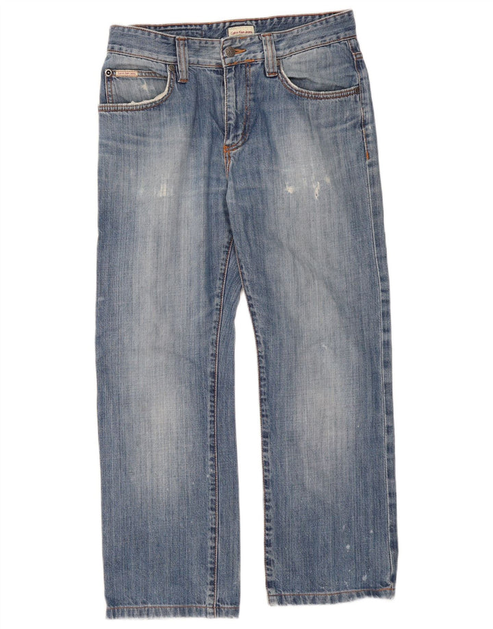 Calvin Klein Vaqueros Cortos Desgastados para Mujer W30 L26 Algodón Azul