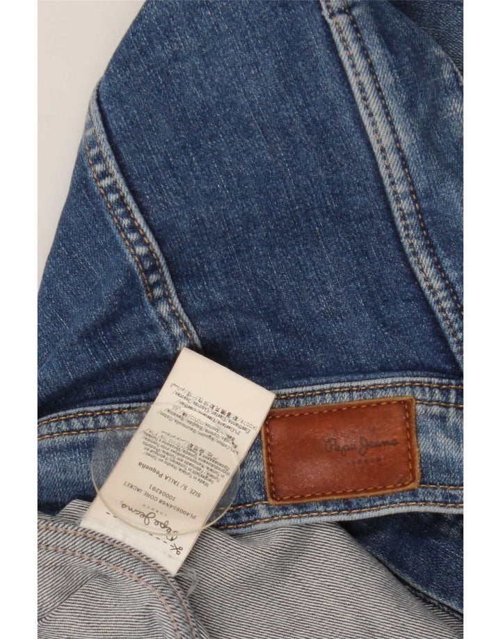 PEPE Jeans Chaqueta vaquera corta para mujer UK 8 Small Azul Algodón