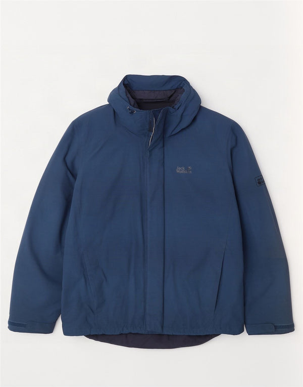 Jack Wolfskin Chaqueta cortavientos con capucha para hombre UK 40/42 Large Azul marino