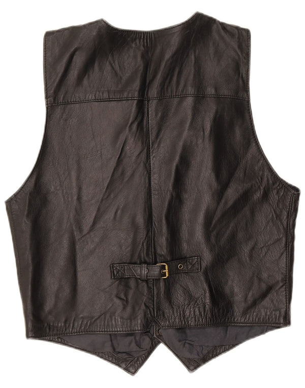 Jeanseria Del Corso Chaleco de cuero para mujer UK 40 XL Negro