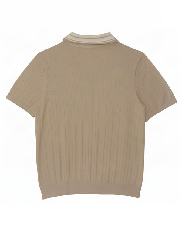Marks & Spencer - Jersey de manga corta con cuello tipo polo para hombre, talla grande, color beige