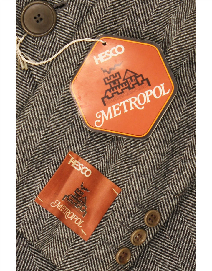 Abrigo vintage para hombre IT 48 Lana de espiga gris medio