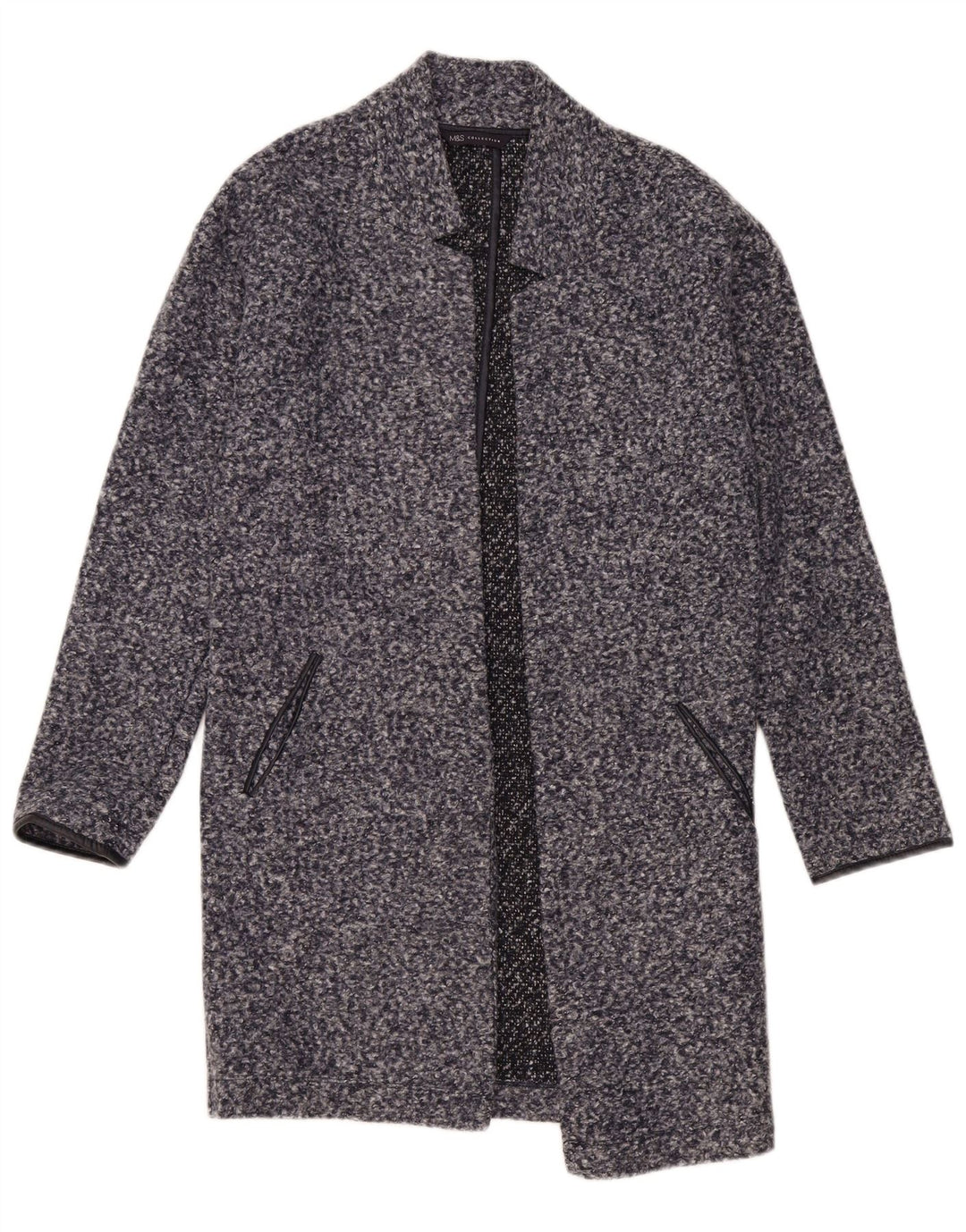 Marks & Spencer Abrigo abierto para mujer UK 8 Small Poliéster moteado azul marino