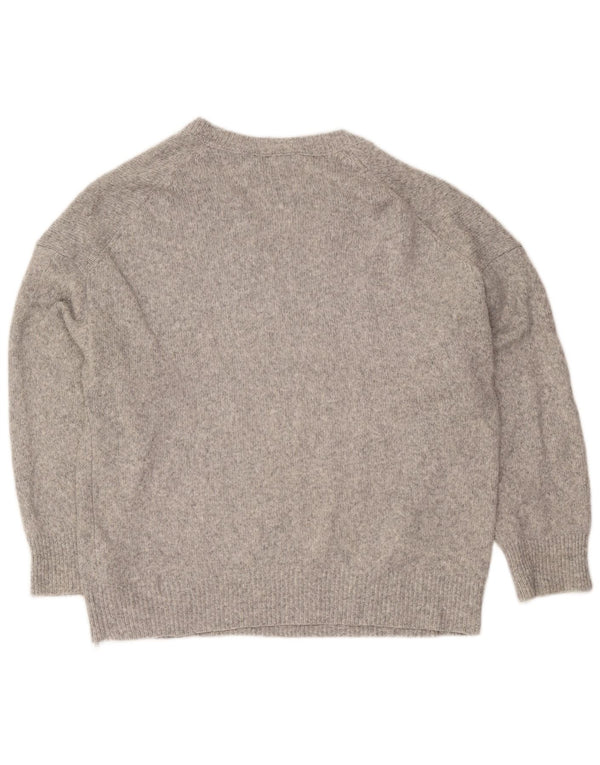 Zara Suéter con cuello en V para mujer UK 46 Acrílico moteado gris grande