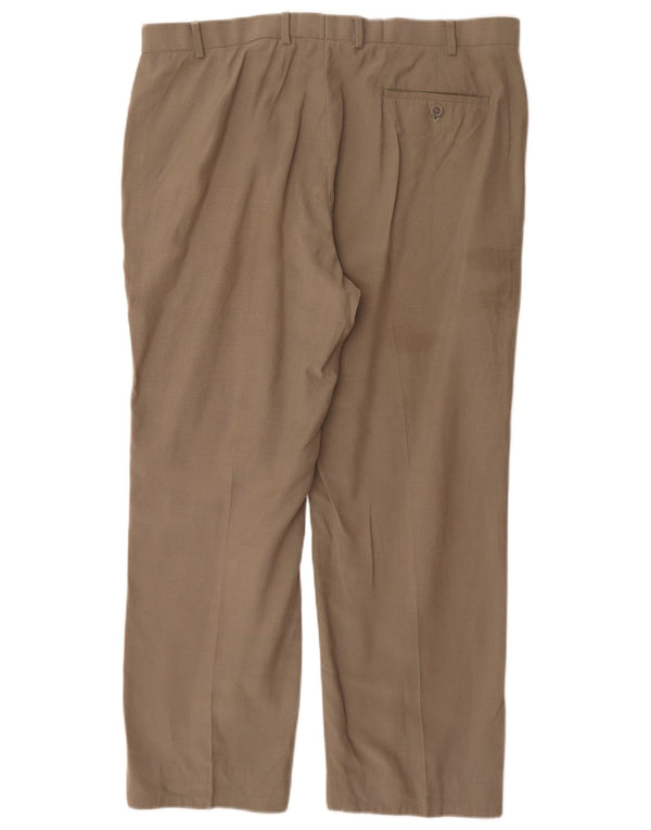 Marks & Spencer Pantalón de traje recto para hombre W38 L29 Caqui Lyocell