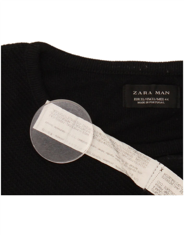 Zara Hombre Jersey Cuello Redondo Jersey XL Negro Poliéster