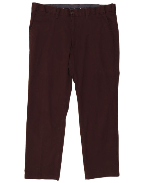 Marks & Spencer Pantalón chino recto Heritage para hombre W38 L29 Borgoña