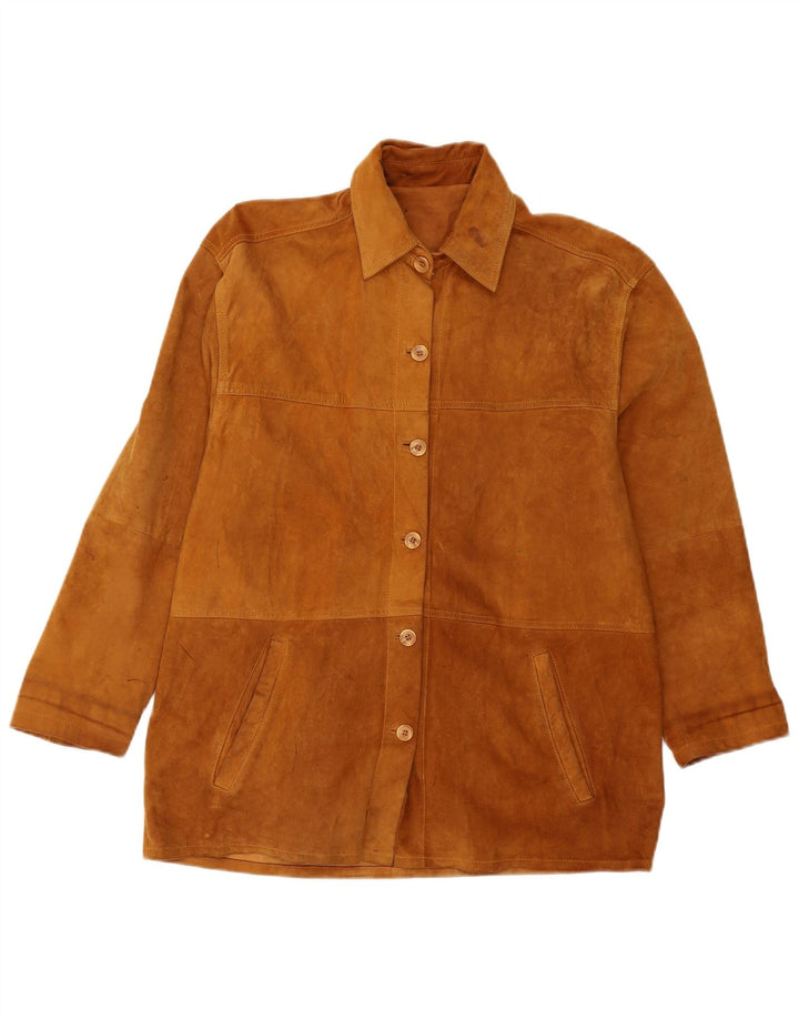 Vintage mujer ante chaqueta Reino Unido 16 marrón grande