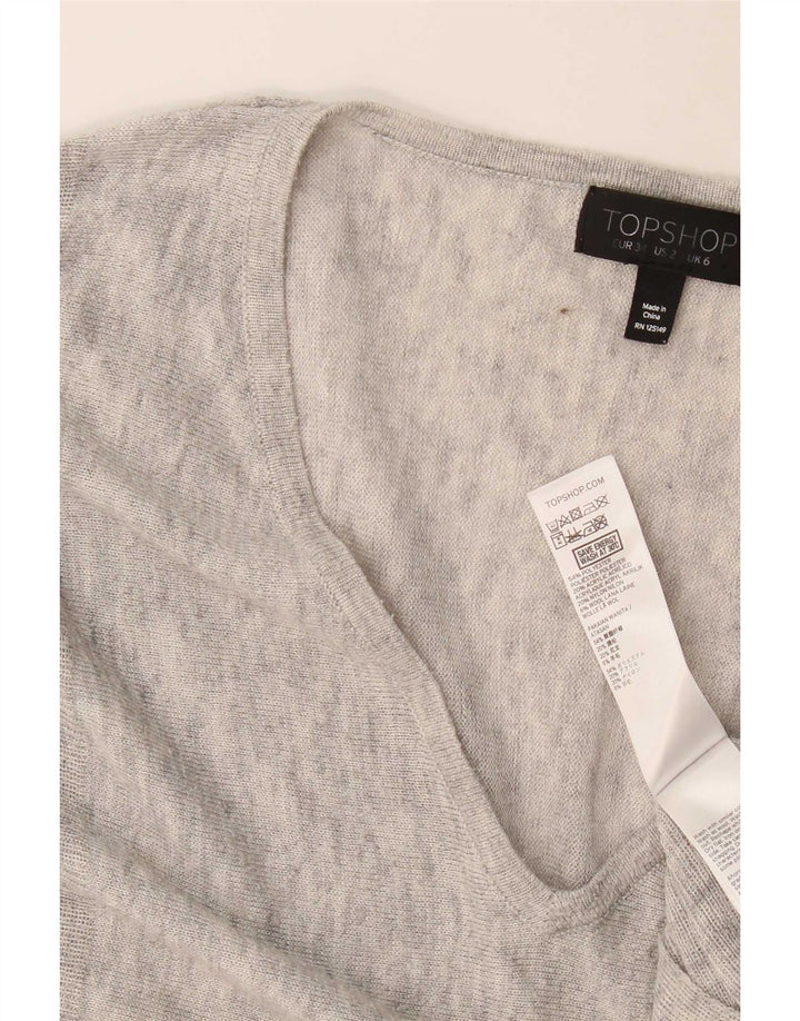 Topshop Top extragrande de manga larga para mujer UK 6 XS Poliéster moteado gris