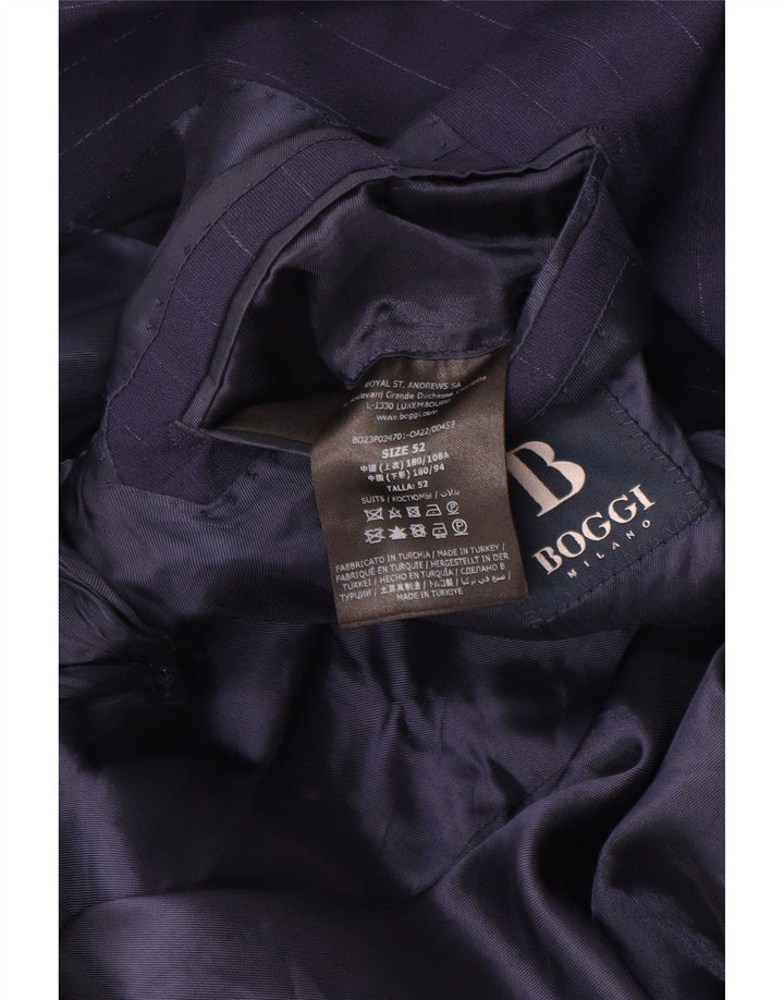 Boggi Chaqueta tipo blazer de 2 botones para hombre IT 52 XL Lana a rayas azul marino