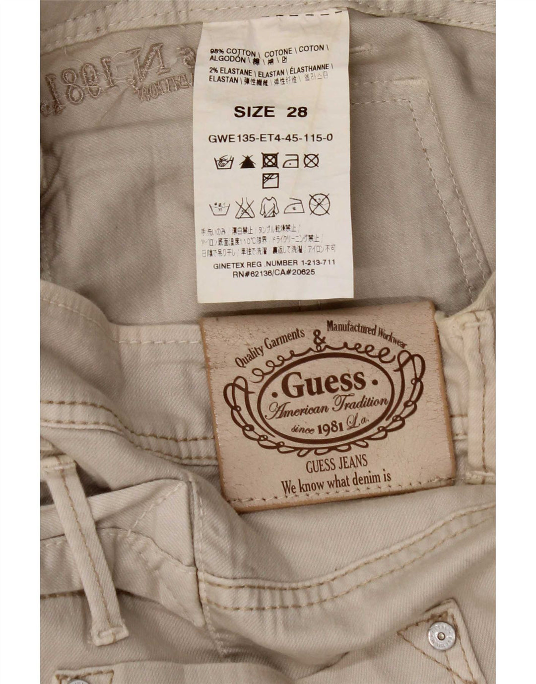 Falda Guess Mujer Denim Cargo W28 Algodón Beige Medio