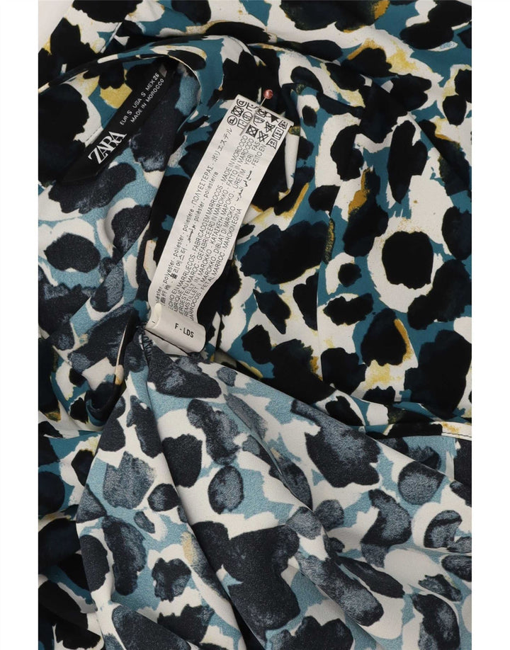 Zara Blusa con lazo frontal para mujer UK 10 Small Estampado animal multicolor