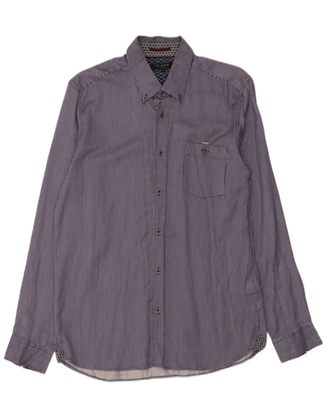 Ted Baker Camisa para hombre Talla 4 Grande Algodón a rayas azules