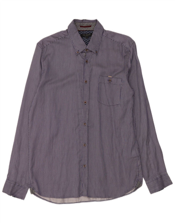 Ted Baker Camisa para hombre Talla 4 Grande Algodón a rayas azules