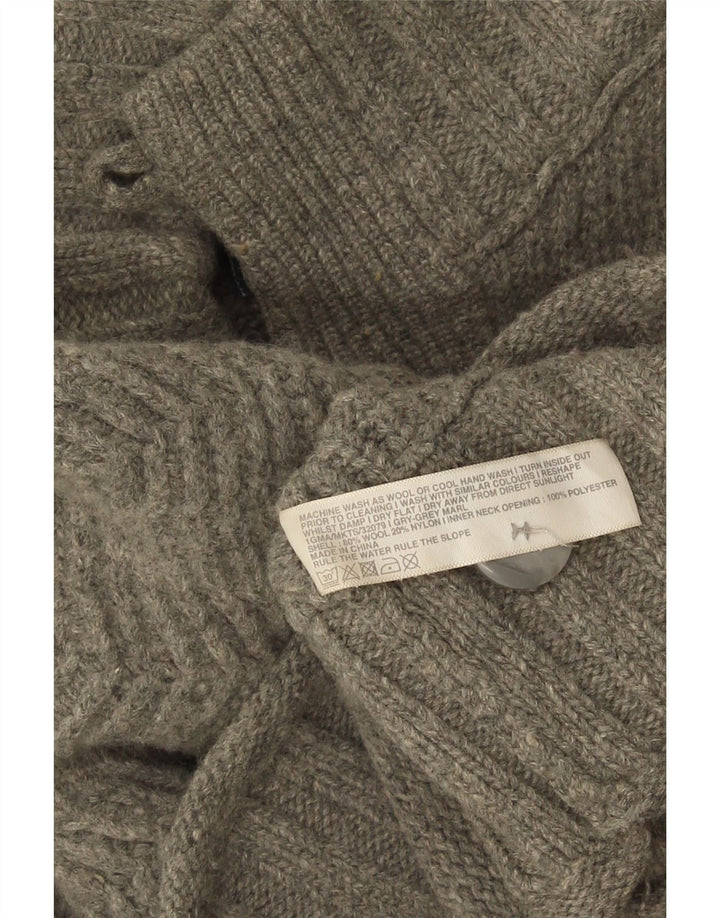 FAT FACE Suéter tipo jersey con cuello y botones para hombre 2XL Lana en espiga gris