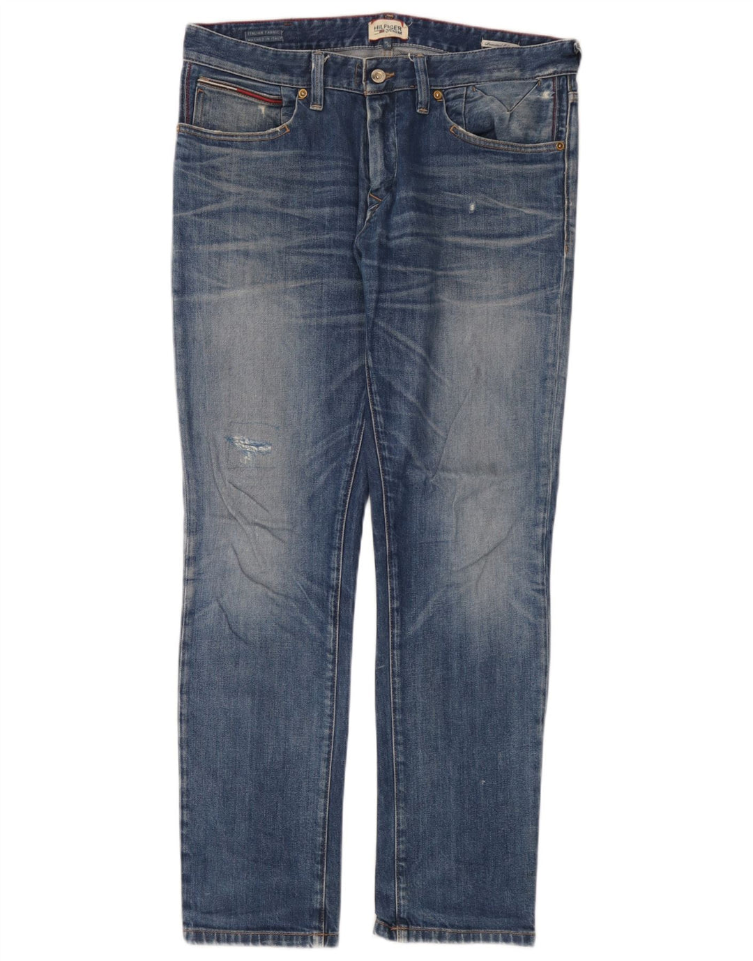 Tommy Hilfiger Vaqueros ajustados desgastados para hombre W34 L32 Algodón azul