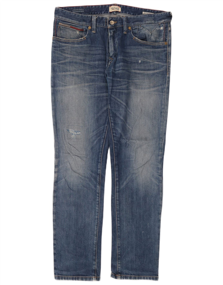 Tommy Hilfiger Vaqueros ajustados desgastados para hombre W34 L32 Algodón azul
