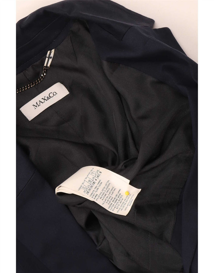Max & Co. Chaqueta tipo blazer de 1 botón para mujer UK 8 Small Azul marino Algodón