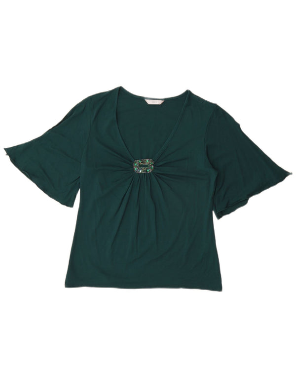Marks & Spencer Blusa para mujer Top UK 44 Viscosa verde medio