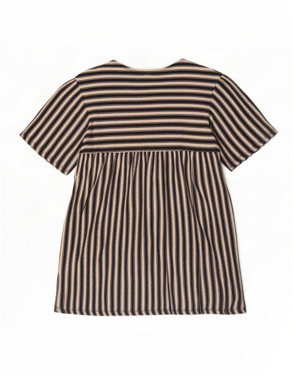 Zara Mujer Trafaluc Blusa Top UK 10 Small Negro Rayas Algodón