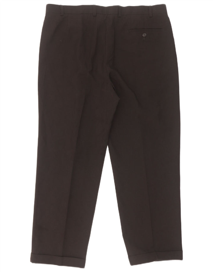 Marks & Spencer Pantalón de traje con pinzas para hombre W38 L29 Poliéster negro