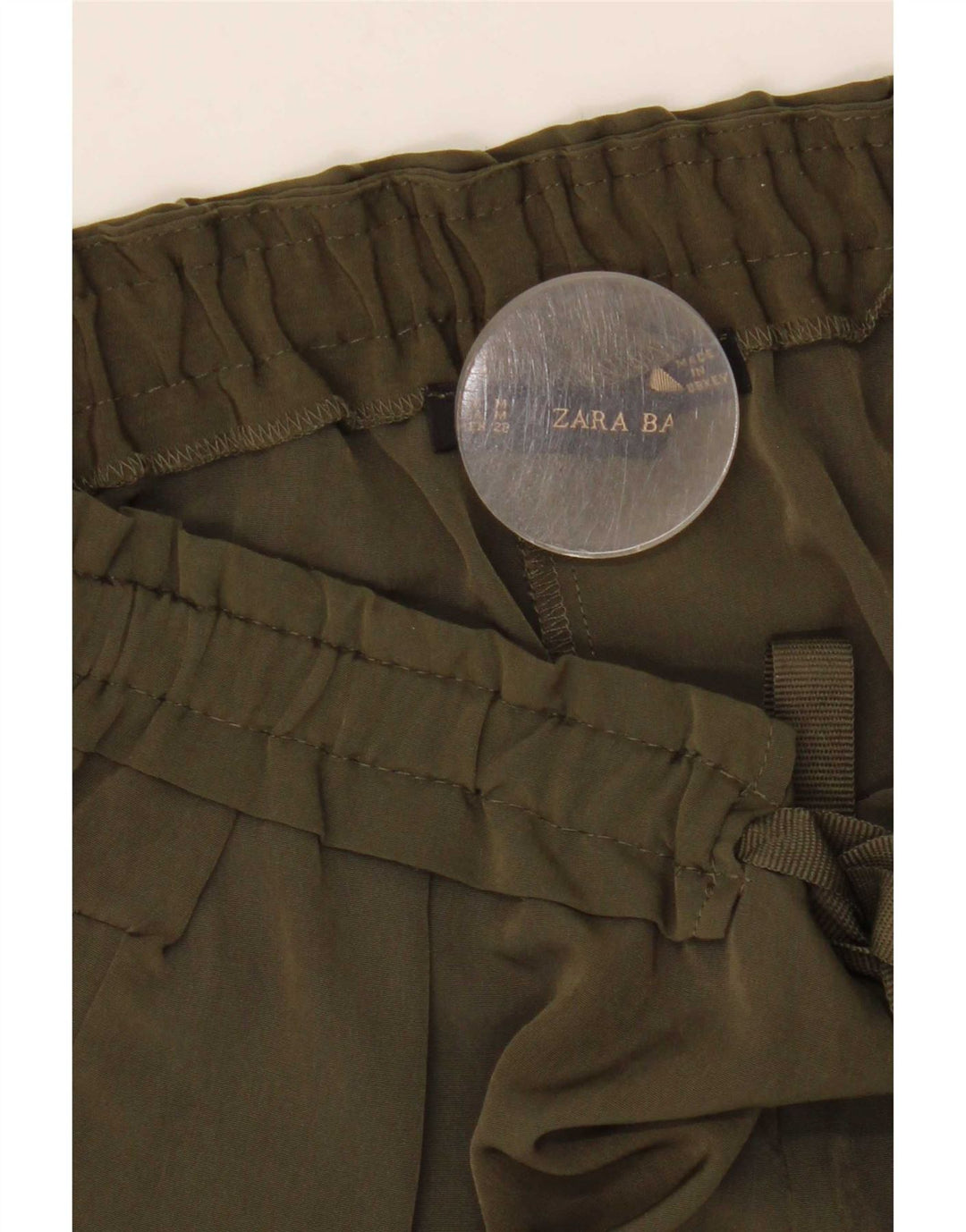 Zara Mujer Pantalón Casual Tapered Mediano W28 L27 Poliéster Caqui