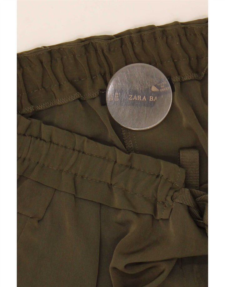 Zara Mujer Pantalón Casual Tapered Mediano W28 L27 Poliéster Caqui