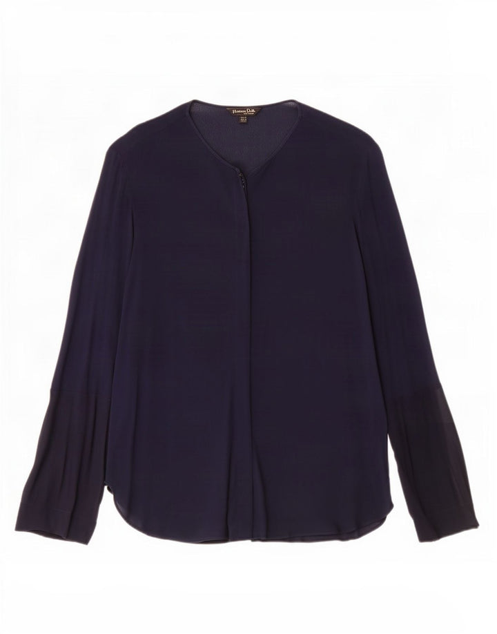 Massimo Dutti Blusa Camisa Mujer EU 40 Medio Azul Marino Viscosa