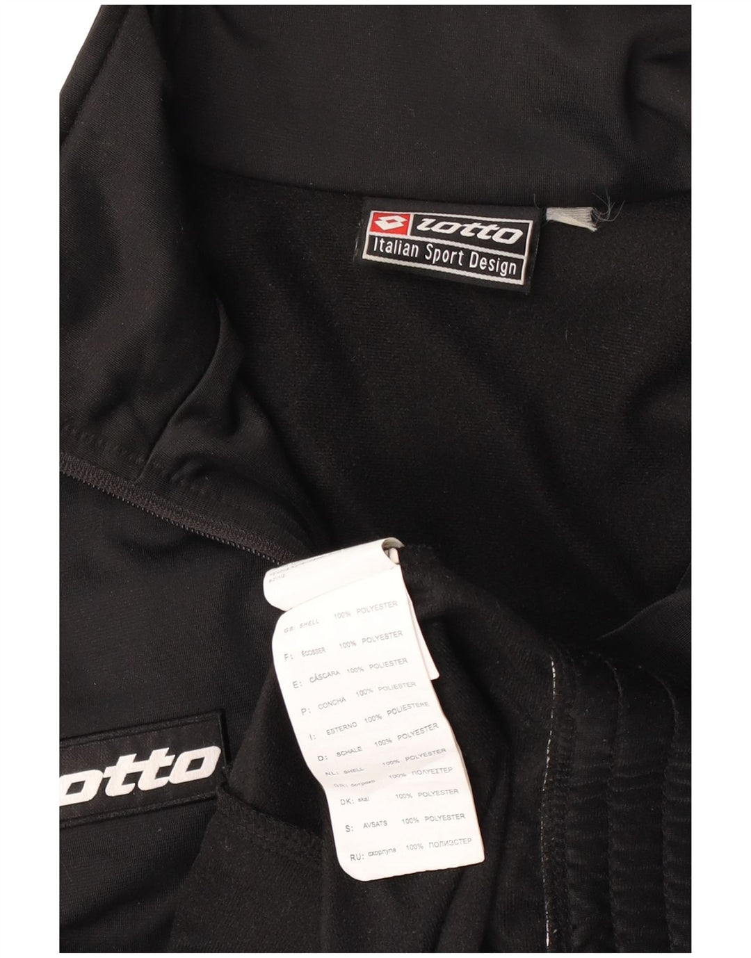 Lotto Hombre Gráfico Chándal Top Chaqueta XL Negro Colorblock Poliéster