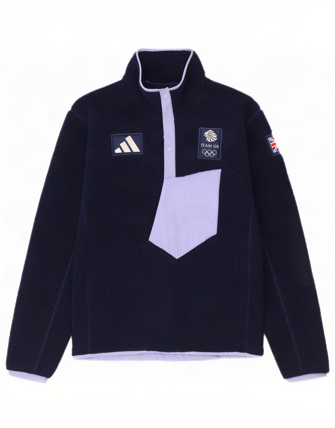 Adidas Hombre Team GB Jersey De Forro Polar Con Cuello Con Botones Medio Azul Marino Colorblock