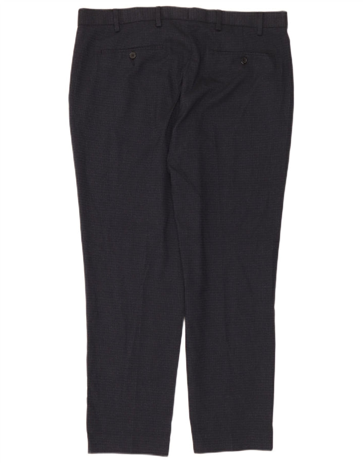Marks & Spencer Pantalones casuales rectos para hombre W38 L29 Poliéster azul marino