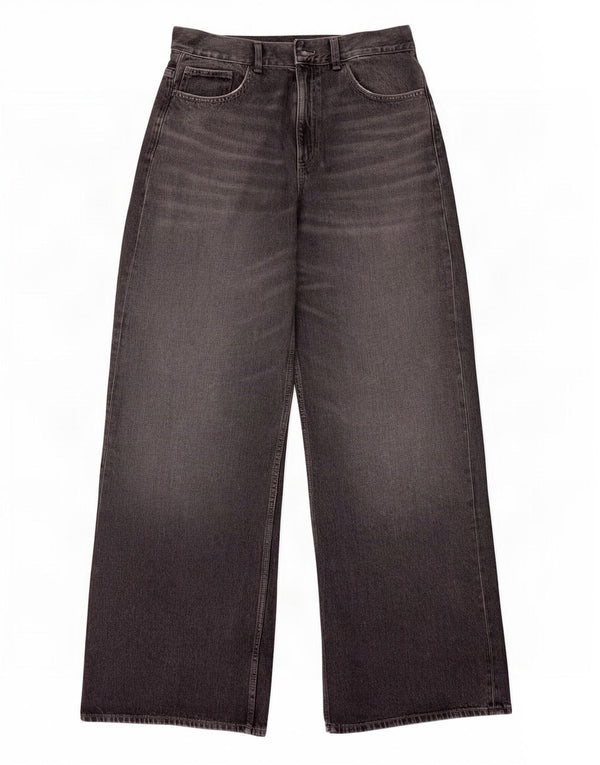 Zara Vaqueros de pierna ancha y cintura alta para mujer EU 44 XL W34 L35 Algodón gris
