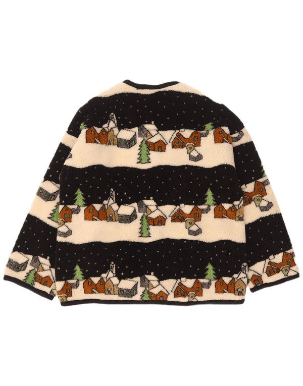 Vintage mujer novedad ajuste chaqueta polar Reino Unido 18 XL multicolor invierno