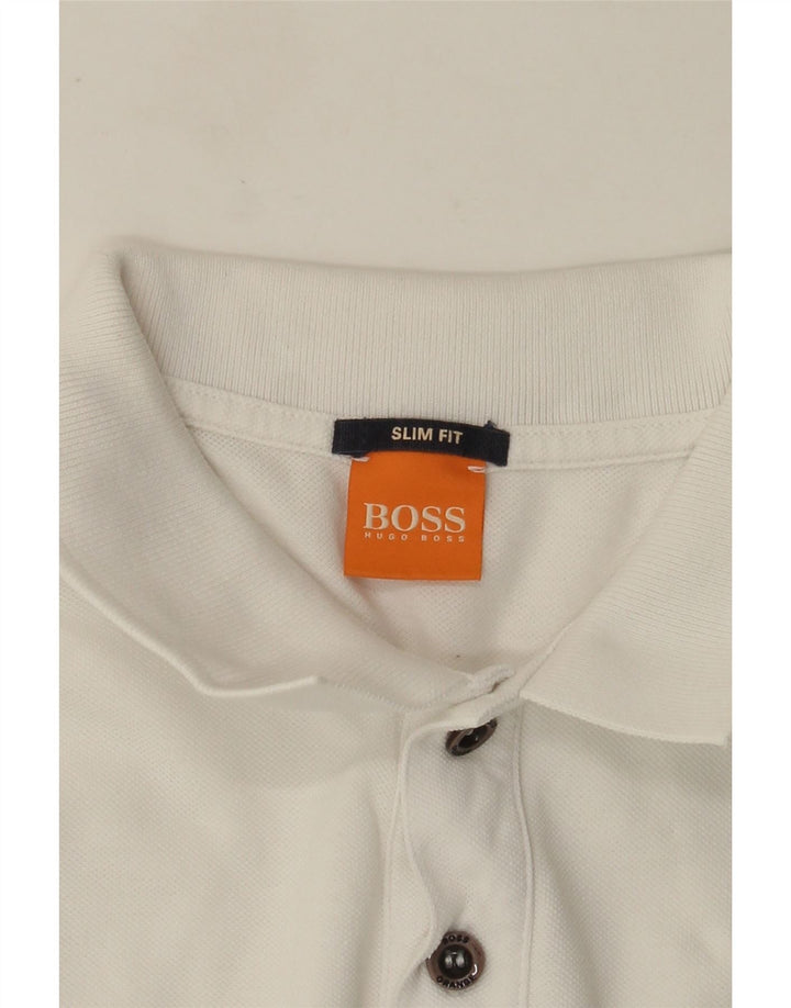 Polo Hugo Boss Hombre Slim Fit Blanco Pequeño