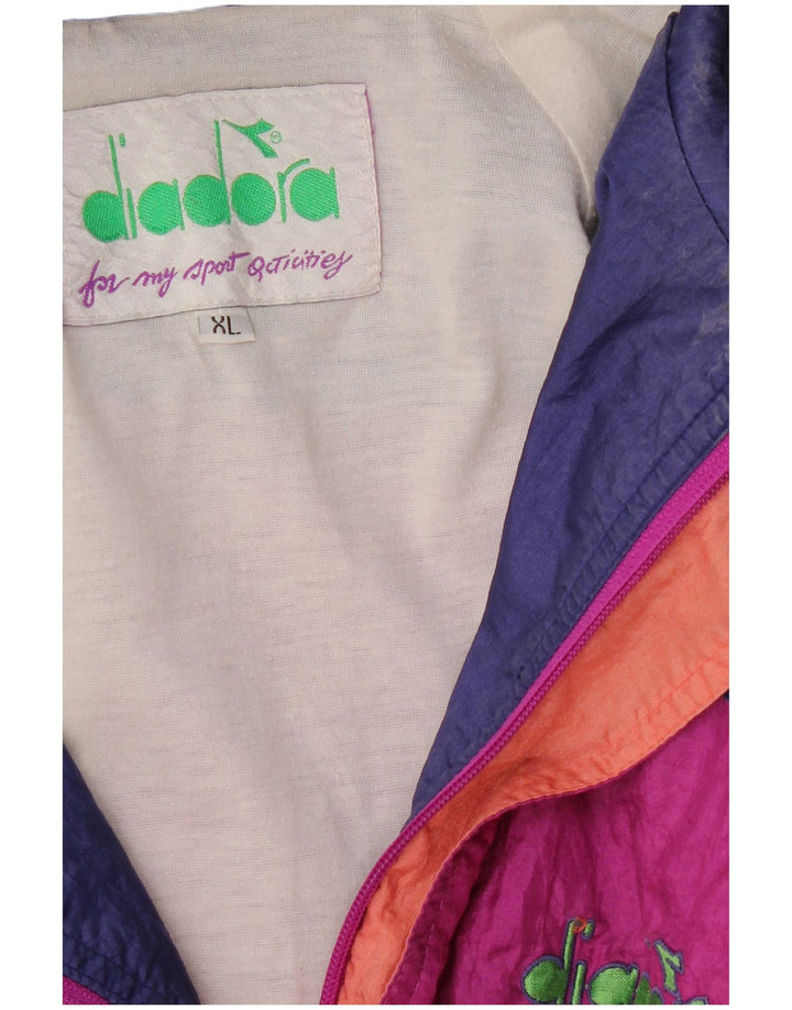 DIADORA Hombre Italia Loose Fit Chándal Top Chaqueta XL Rosa Colorblock