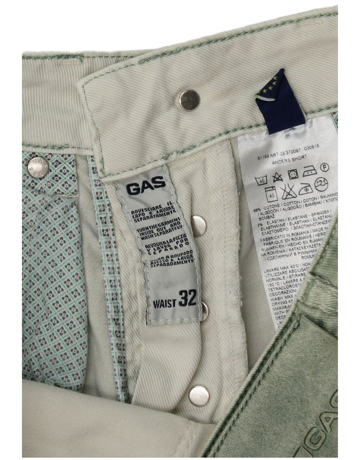 Shorts vaqueros para hombre Gas W32 Algodón verde medio
