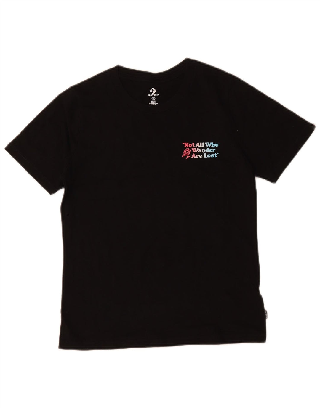 Converse Camiseta gráfica para mujer Top UK 10 Small Black Cotton