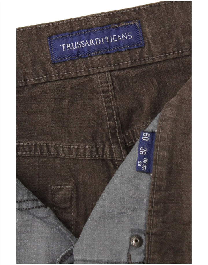 TRUSSARDI Pantalones informales rectos para hombre IT 50 Large W34 L29 Marrón