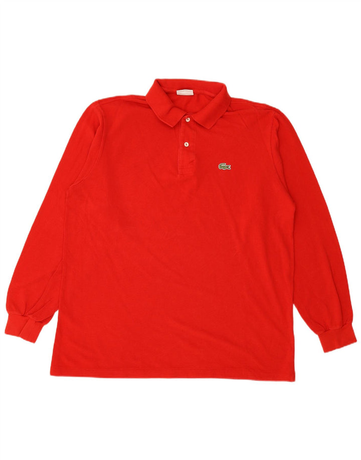 LACOSTE Polo de manga larga para hombre talla 5 grande algodón rojo