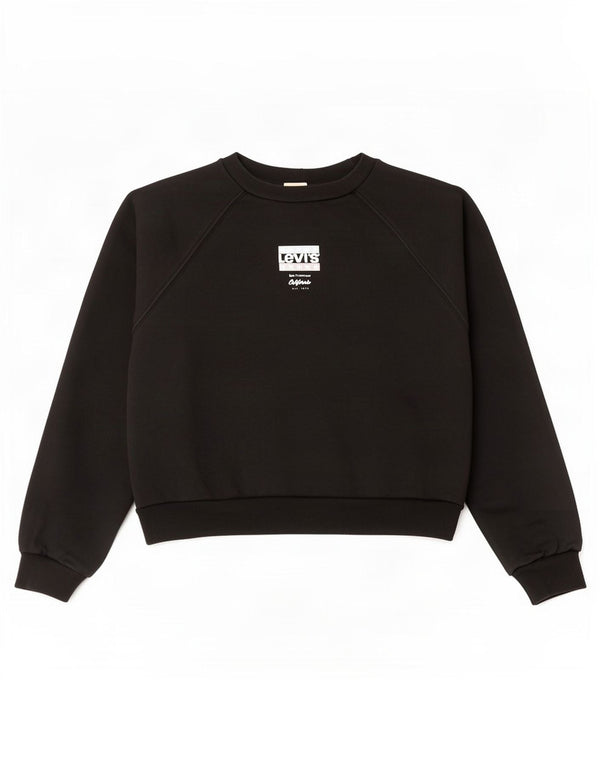 Levi's Womens Oversized Crop Graphic Sweatshirt Jumper UK 6 XS Black Cotton