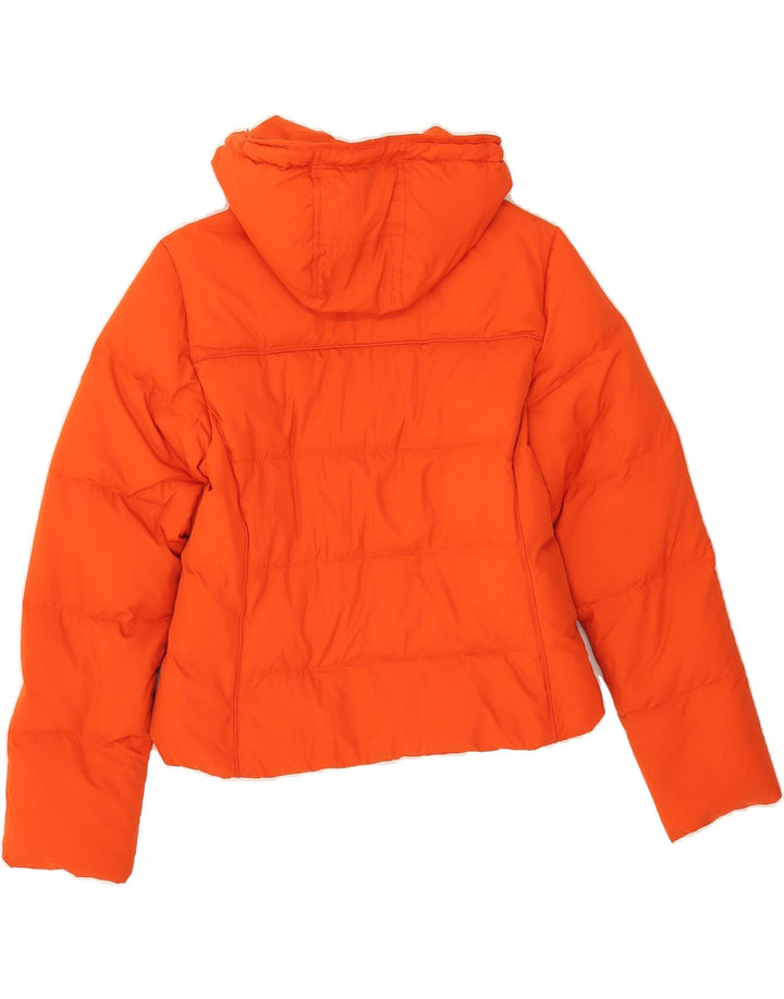 CHAMPION Womens Hooded Padded Jacket UK 12 Medium Orange Polyester Vintage Champion and Second-Hand Champion from Messina Hembry 