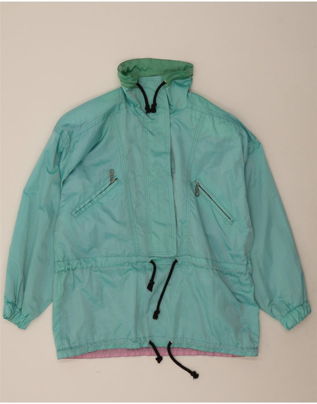 Vintage mujer pullover chaqueta de lluvia Reino Unido 20 2XL azul