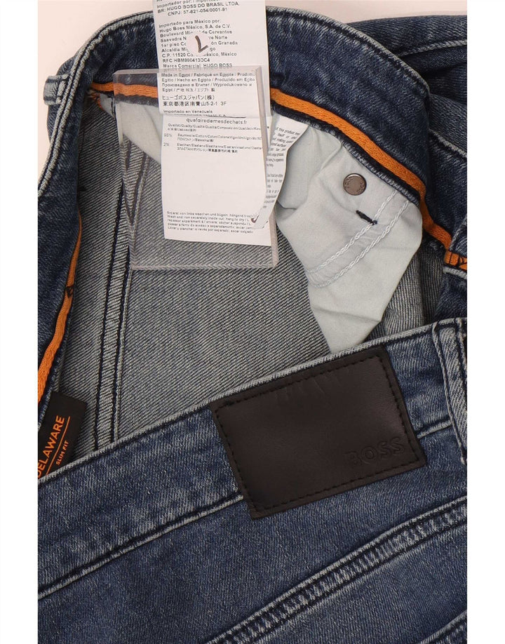 Hugo Boss Hombre Delaware Slim Jeans W38 L32 Algodón Azul