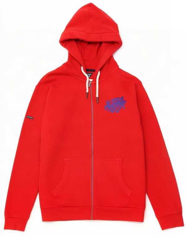 Superdry Hombre Sudadera Con Capucha Y Cremallera Gráfica De Algodón Rojo Medio